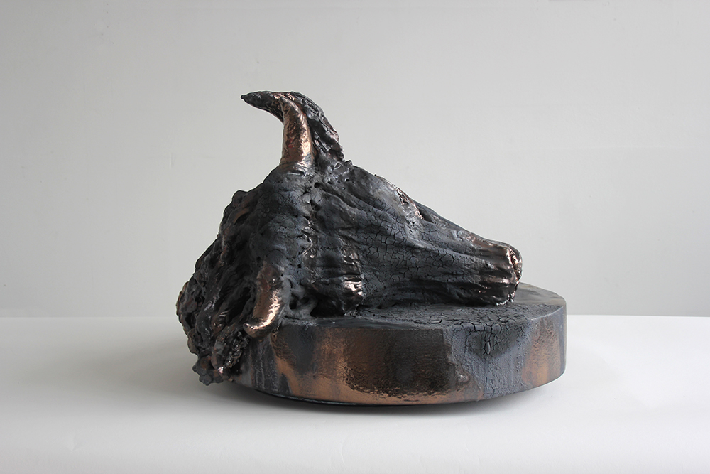 Still Life - Metamorphosis (bulls head, burned bronze); 2022